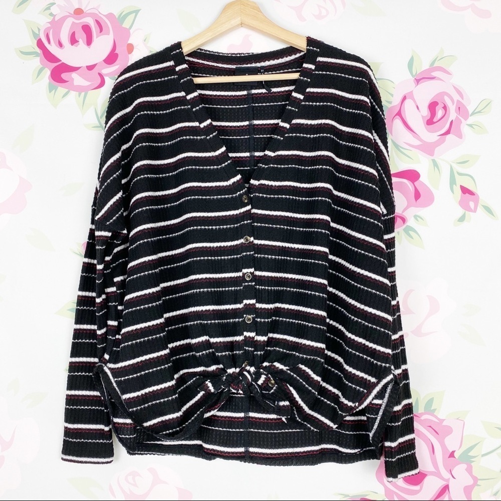 Urban Outfitters Out From Under Striped Button Down Tie Knit Sweater S
